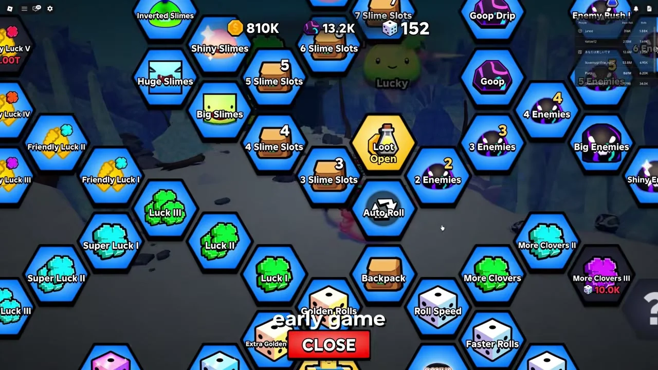Power Fruit upgrade tree in Slime RNG showing ability branches
